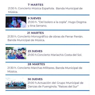 Agenda de Conciertos de Julio en Fuengirola