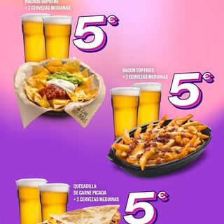Happy Hour: Comida + 2 Cervezas por 5€